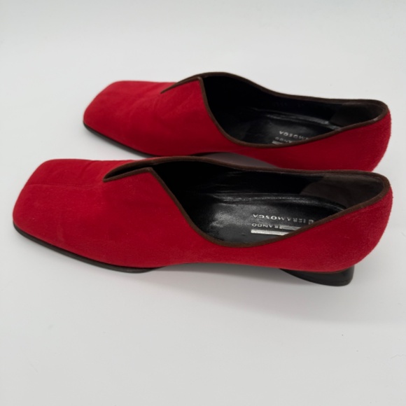 Vintage Franco Fieramosca Red Suede Square Toe Slip-On Flats 10B Made in Italy - Picture 8 of 12